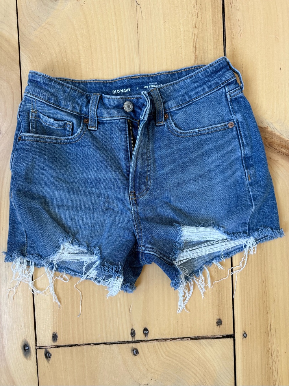 Old Navy Blue Frayed Hem Ripped Denim Shorts